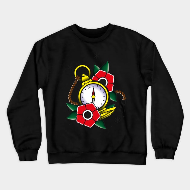 Compass old school style tattoo Crewneck Sweatshirt by Rafael Franklin